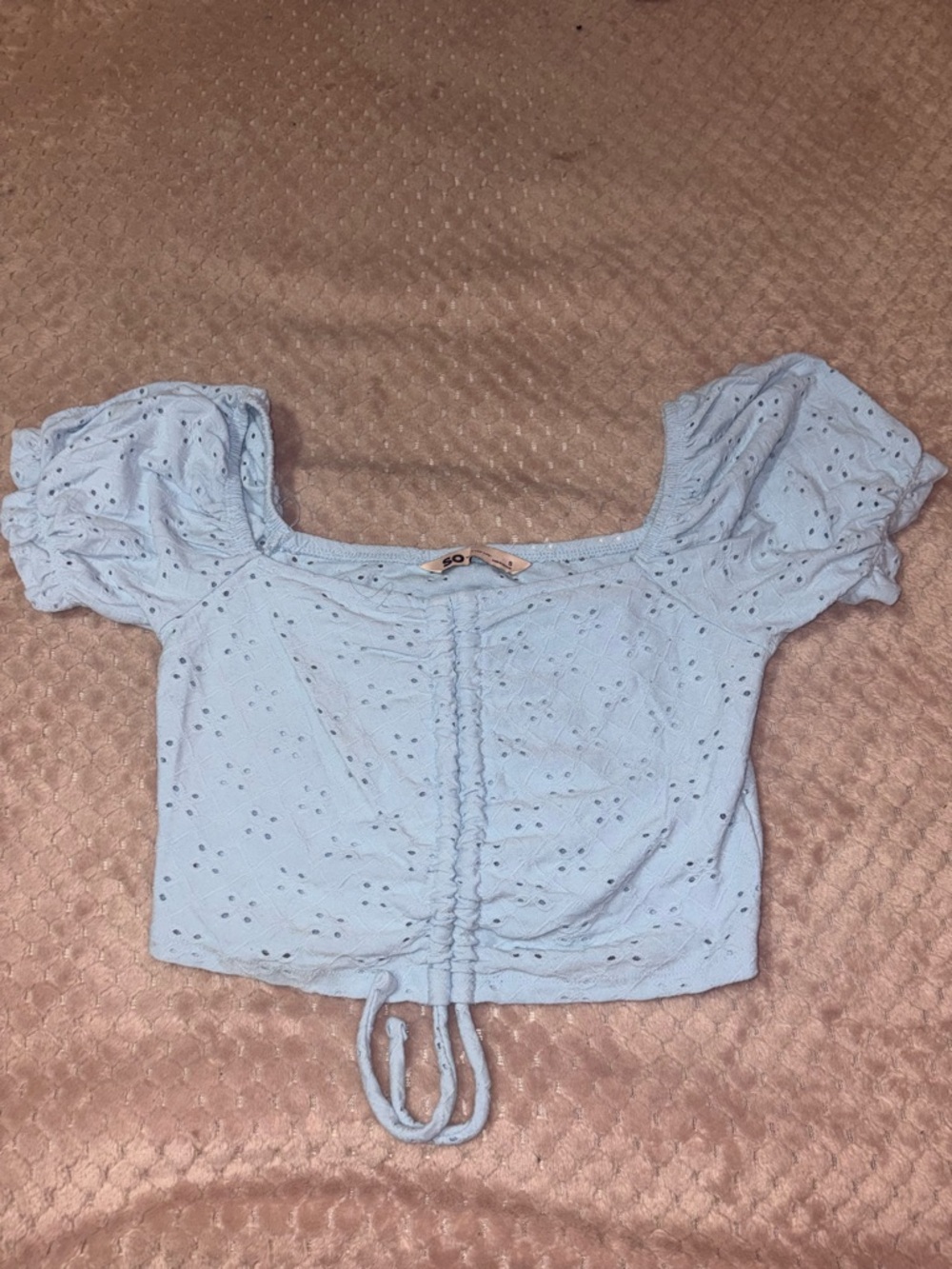 Light Blue Off The Shoulder Crop Top - Unknown Brand